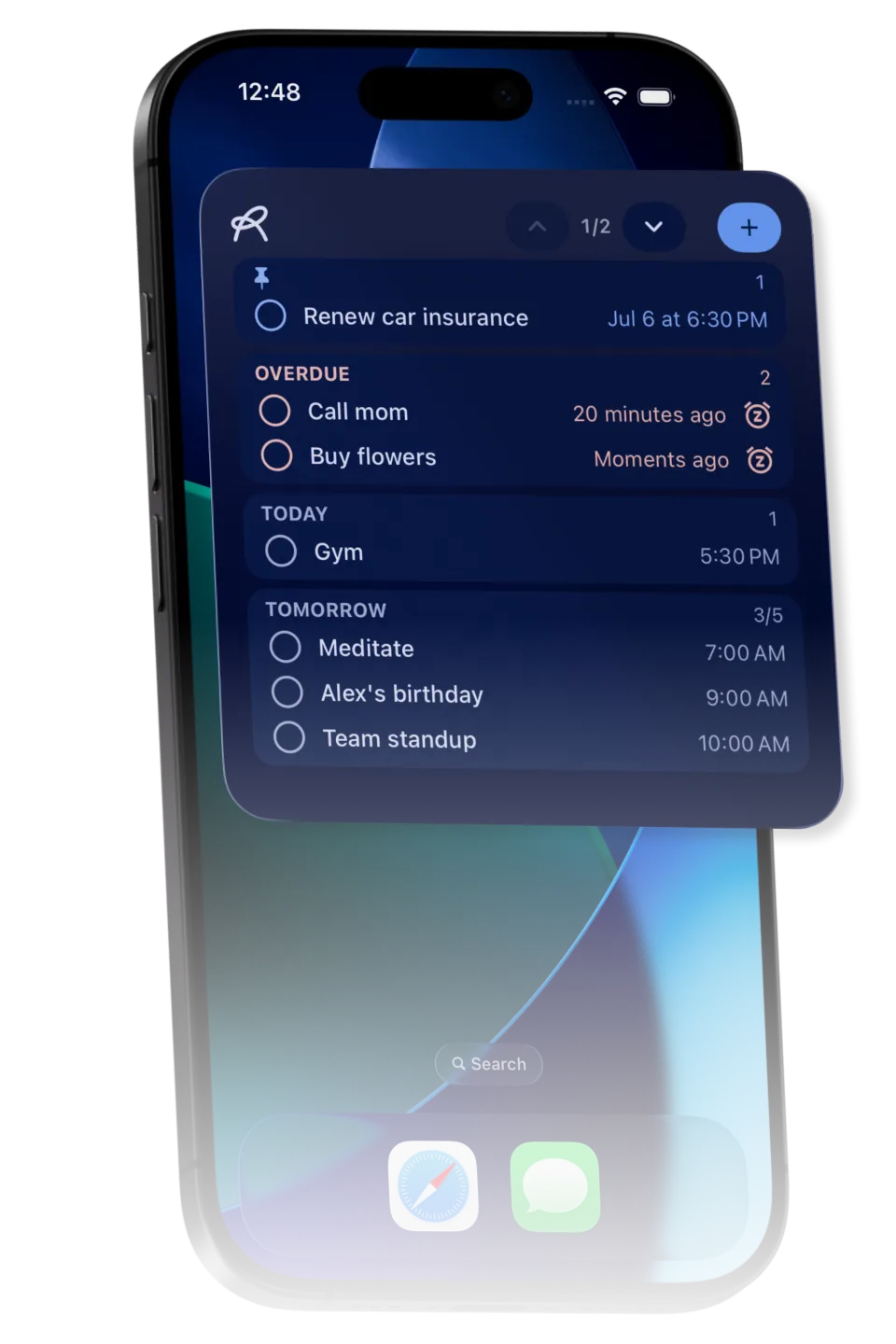 Recaal home-screen widget